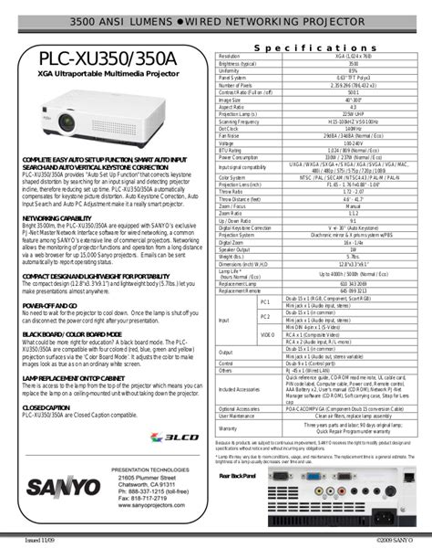 Read Online Sanyo Plc Xu50A User Guide 