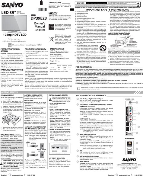 Download Sanyo User Guides 