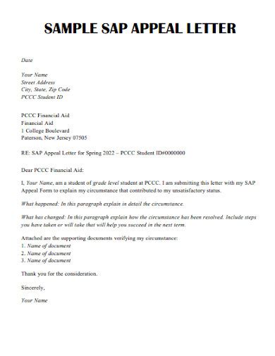 Sap Appeal Letter Example