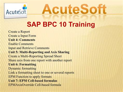 Sap Bpc 10 Training Material