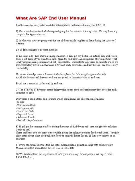 Sap End User Manual