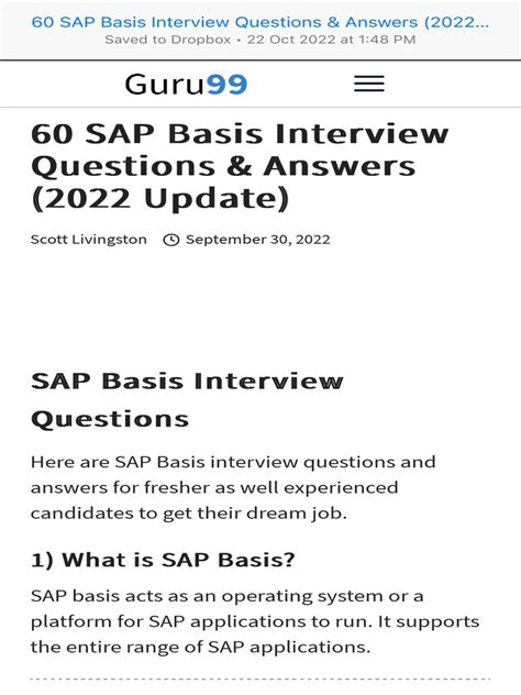 Download Sap Basis Interview Questions With Answers Free Download 