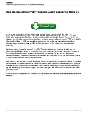 Download Sap Outbound Delivery Process Guide Explained Step By 