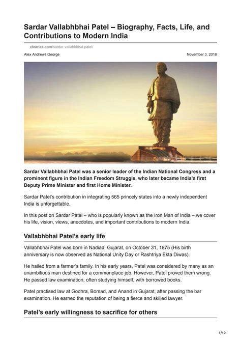 sardar patel biography