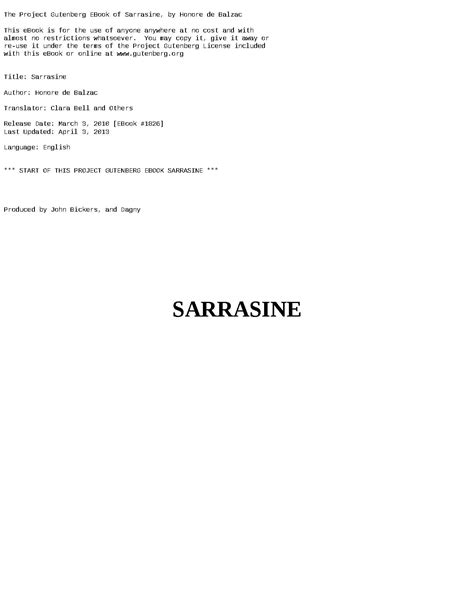Read Sarrasine File Type Pdf 