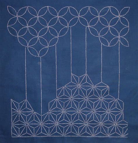 sashiko interesting straight line connection between different patterns
