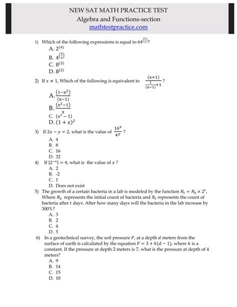 Sat Math Practice Test Pdf