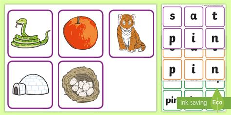 Satpin Matching Cards Teaching Resource Teacher Made Twinkl Satpin Words And Pictures - Satpin Words And Pictures