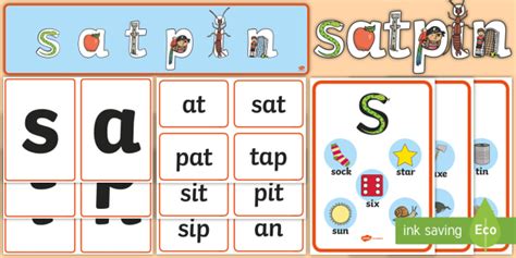 Satpin Phonics Display Pack Ks1 Teacher Made Twinkl Satpin Words And Pictures - Satpin Words And Pictures