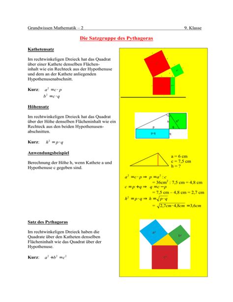 satzgruppe des pythagoras contributions