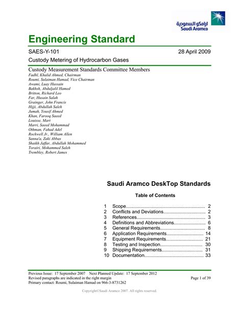 Read Saudi Aramco Engineering Standards List 