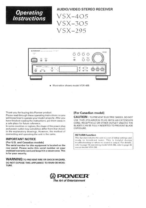 Full Download Save Manual Pioneer Vsx 405 User Guide 