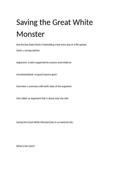 Saving The Great White Monster Scholastic