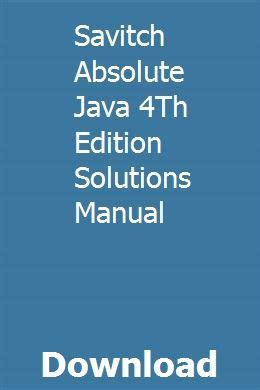 Full Download Savitch Absolute Java 4Th Edition Solutions Manual 