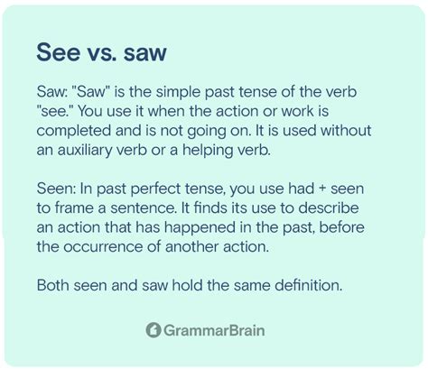 Saw Vs Seen