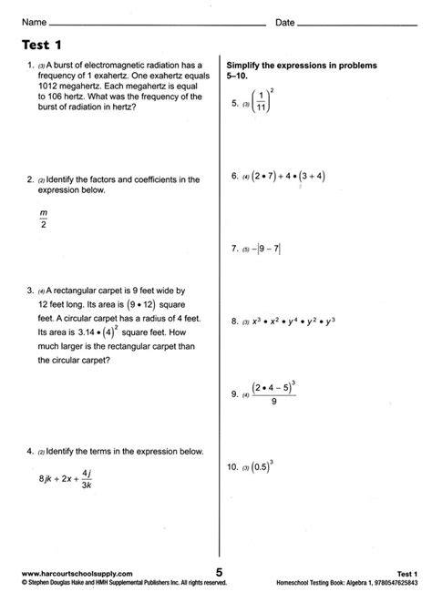 saxon algebra 1 cumulative test 11 answers