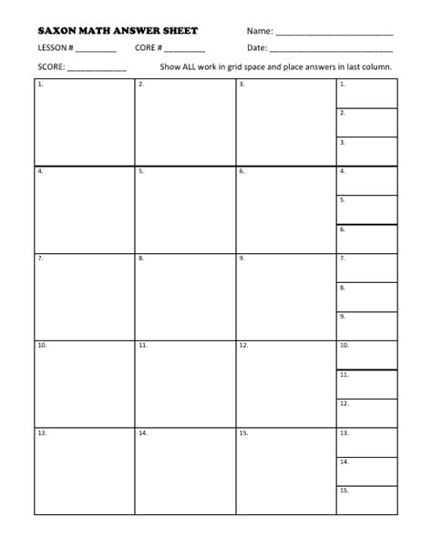 saxon math answer sheets 5th grade