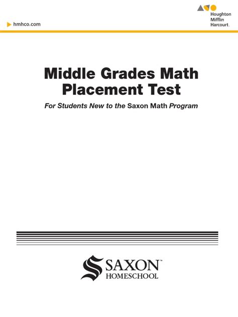 Saxon Math Placement Test