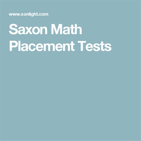 Saxon Math Placement Test Elementary
