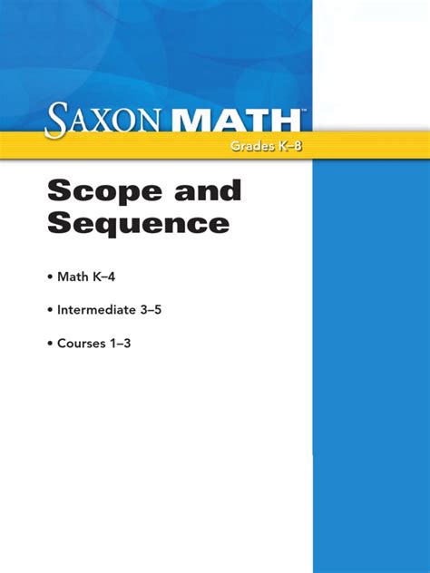 Saxon Math Scope And Sequence Grade 4