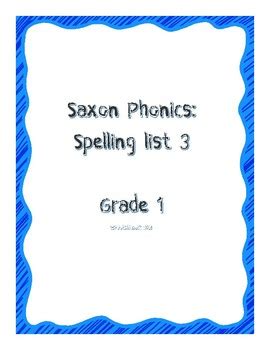 Saxon Spelling List 3 By Firstiefanatic Tpt Saxon Spelling List First Grade - Saxon Spelling List First Grade
