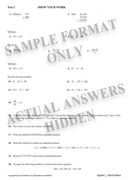 Read Online Saxon Math Algebra 1 Answers 