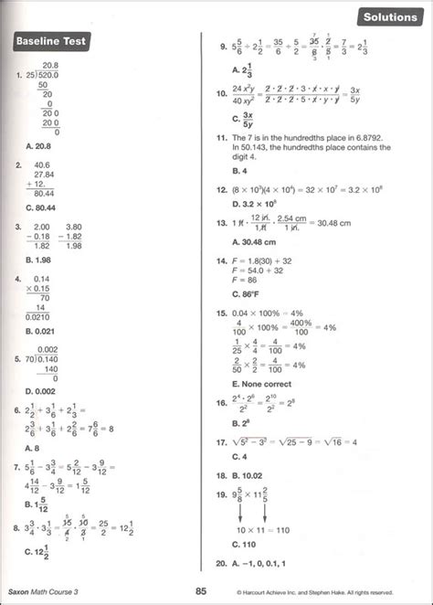 Full Download Saxon Math Course 3 Answer Key 