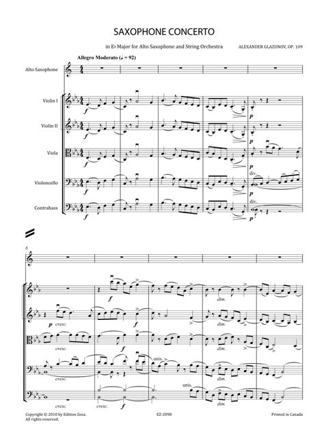 Saxophone Concerto Score