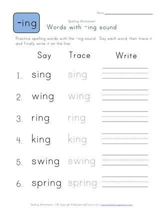Say Trace And Write Ing Words All Kids Ing Words First Grade Worksheet - Ing Words First Grade Worksheet