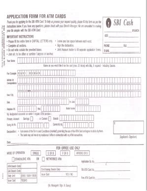 Sbi Atm Form
