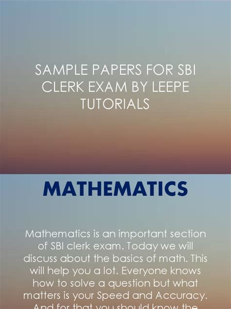 Full Download Sbi Clerk Sample Papers 
