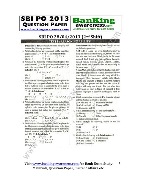 Read Online Sbi Po Question Paper 2013 