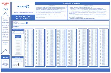 Scantron 200 Answer Sheet