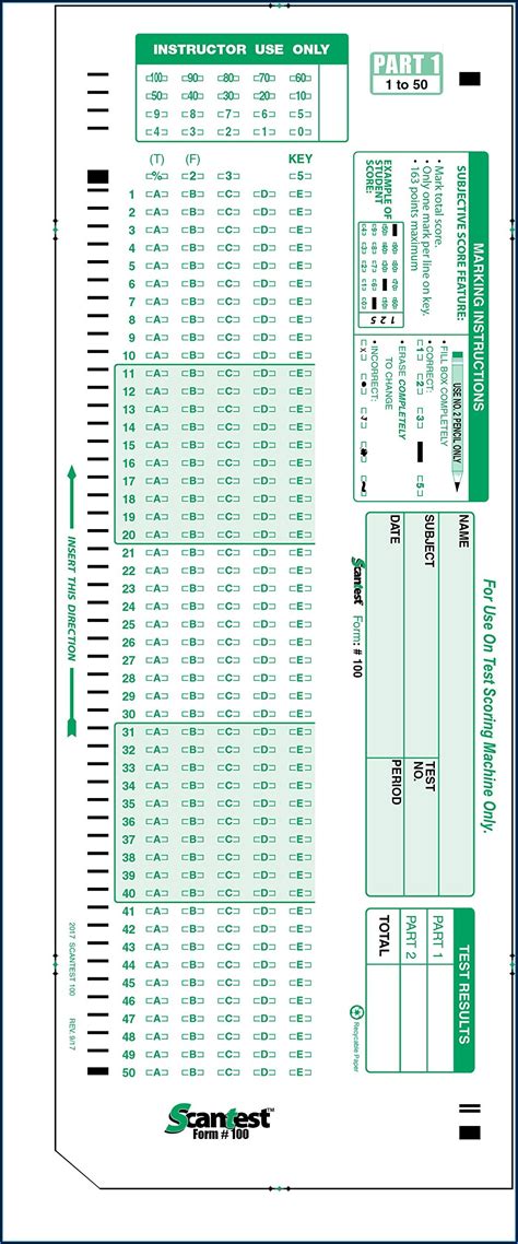 Read Online Scantron Forms Printable 