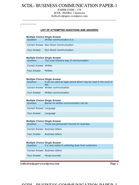 Read Online Scdl Business Communication Solved Papers 