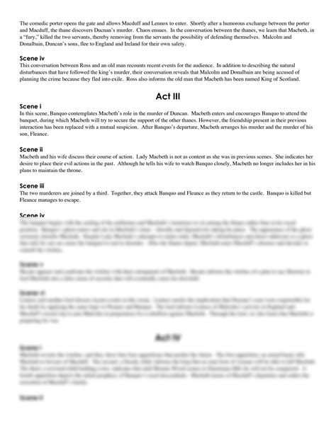 Scene By Scene Summary Of Macbeth