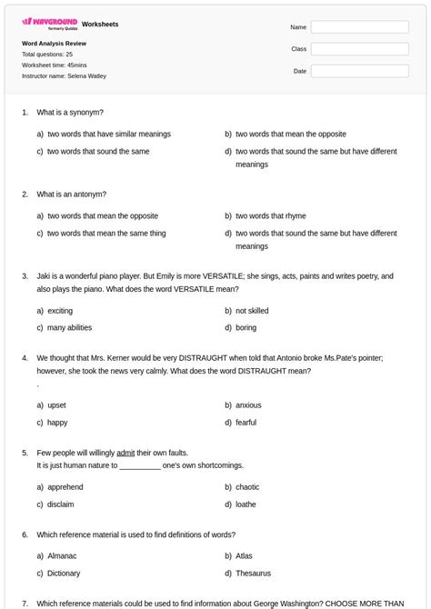 Scene Two Word Analysis Weekly Test