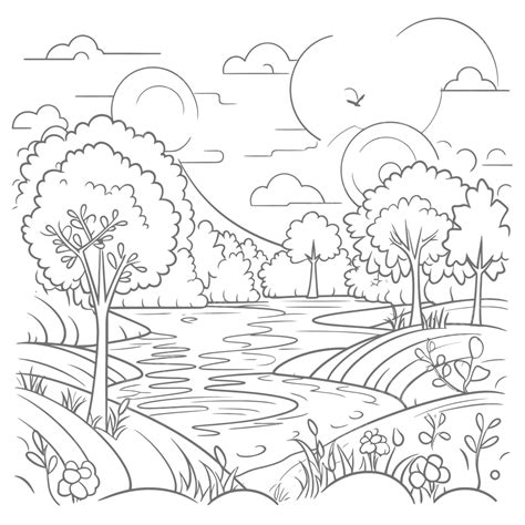 Scenery Outlines For Colouring   Drawing Scenery Beautiful - Scenery Outlines For Colouring