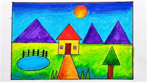 Full Download Scenery With Shapes Using Glaze Paper 