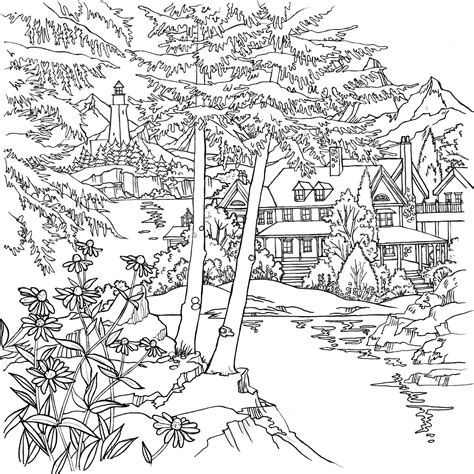 Scenic Coloring Pages Printable Free And Easy Gbcoloring Easy Nature Coloring Pages - Easy Nature Coloring Pages