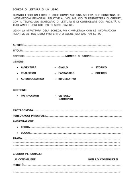 Scheda Di Libro