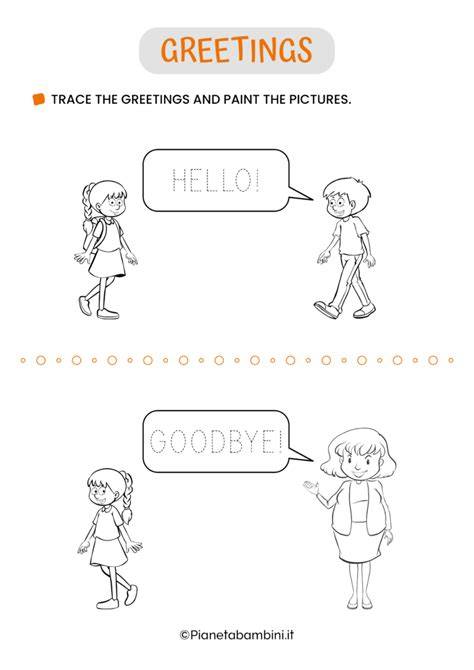 schede inglese hello bye bye