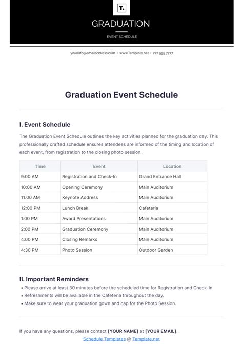 Schedule For Elementary Graduation