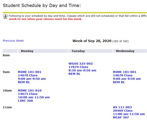schedule of classes oregon state