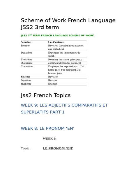 Scheme Of Work For 3rd Term Ss1