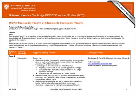 Read Online Scheme Of Work Introduction Papers Xtremepapers 