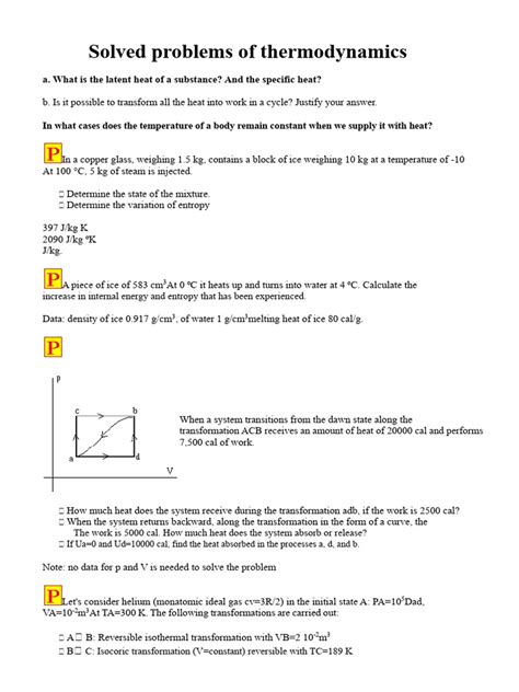 Schemes Solved Problems Thermodynamics