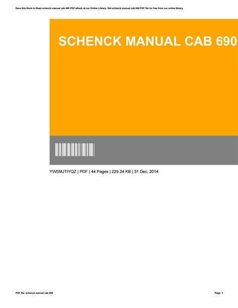 Read Online Schenck Cab Manual 