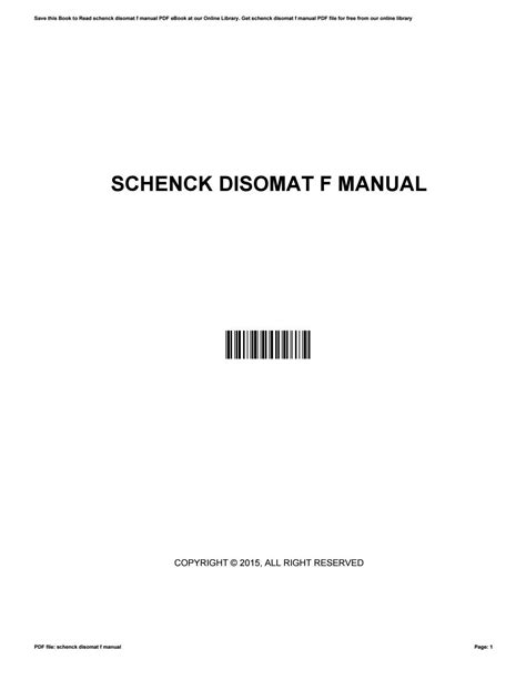 Read Online Schenck Disomat Manual 