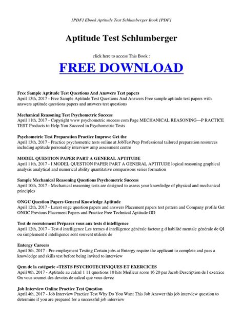 Schlumberger Aptitude Test